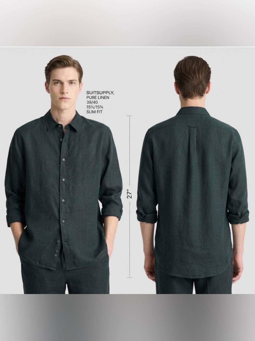 SuitSupply Green Linen Shirt